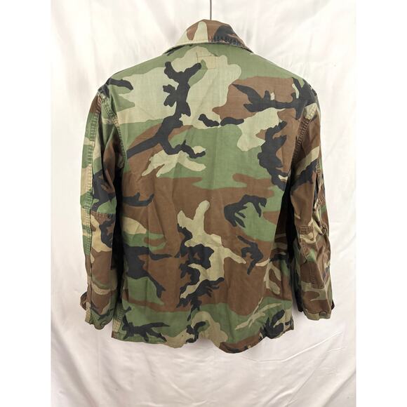 VTG Military Coat Mens LARGE Long Woodland Camo Combat 90s Army - Picture 12 of 12